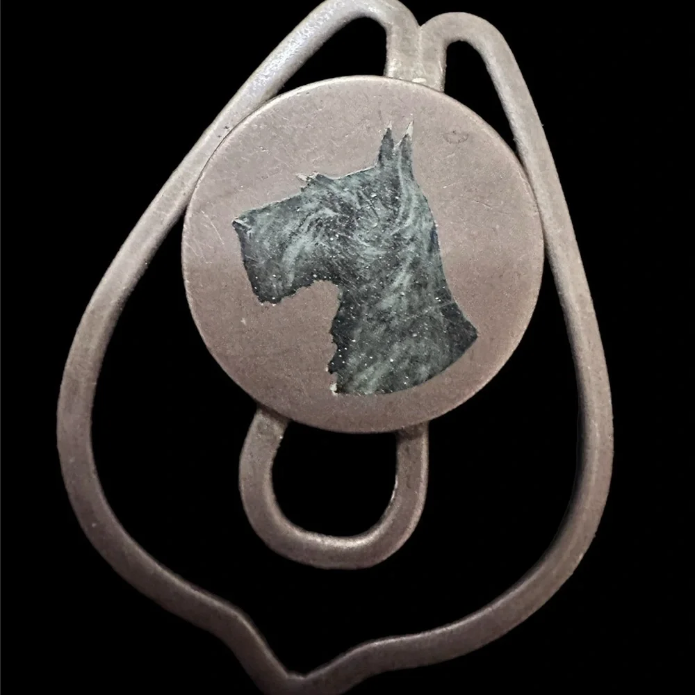 Antique Sterling Money Clip with Fire Enamel Scottie by Charles Thomae 1920s